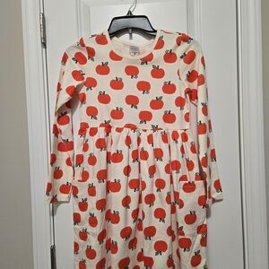 Hanna Andersson Cream and Orange Pumpkin Print Dress